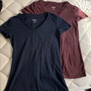 V-Neck T-Shirts in Navy and Maroon